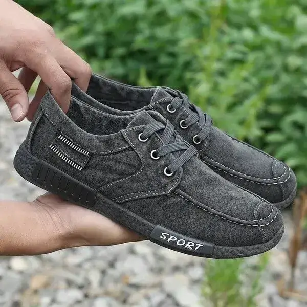 Mens Non-Slip Canvas Shoes | Stain-Resistant Low-Top Casual Shoes in Blue, Black, Grey