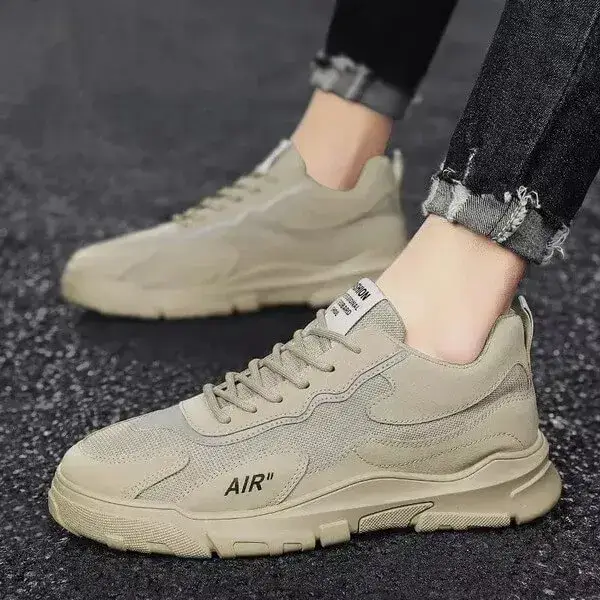 Mens Breathable Sports Shoes | Temperature-Regulating Low-Top Casual Shoes in Beige, Black, Grey